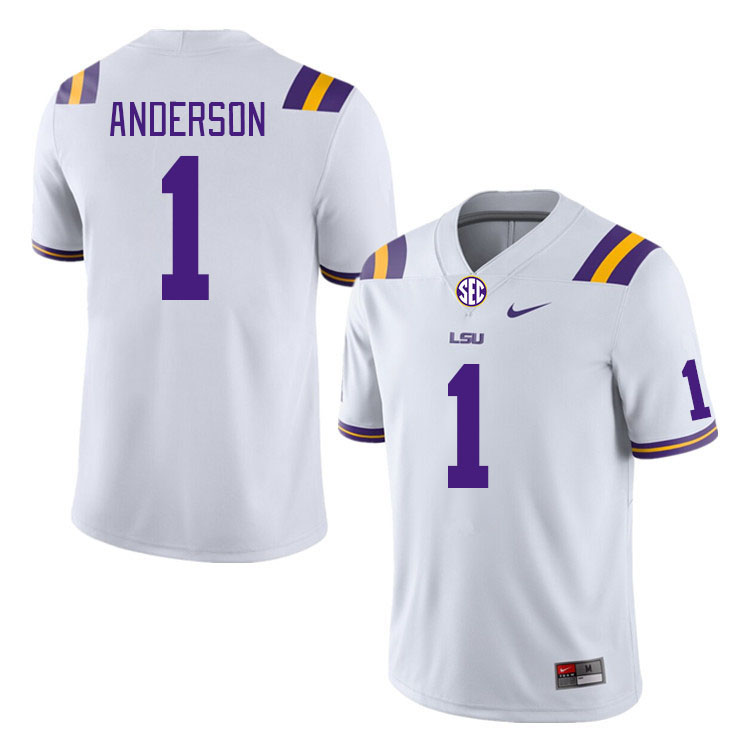 Men #1 Aaron Anderson LSU Tigers College Football Jerseys Stitched-White - Click Image to Close